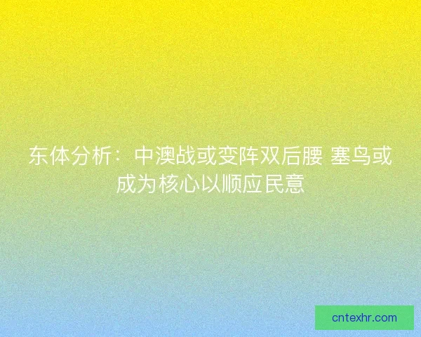 东体分析：中澳战或变阵双后腰 塞鸟或成为核心以顺应民意